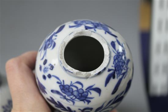 A Chinese blue and white vase and cover and a ginger jar